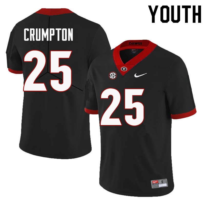 Georgia Bulldogs Youth Ahkil Crumpton #25 Black Stitched College UGA Football Jersey 23IK010VA